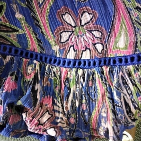 Sundance Paisley Diamond Smocked Top Blue XS - Picture 5 of 8